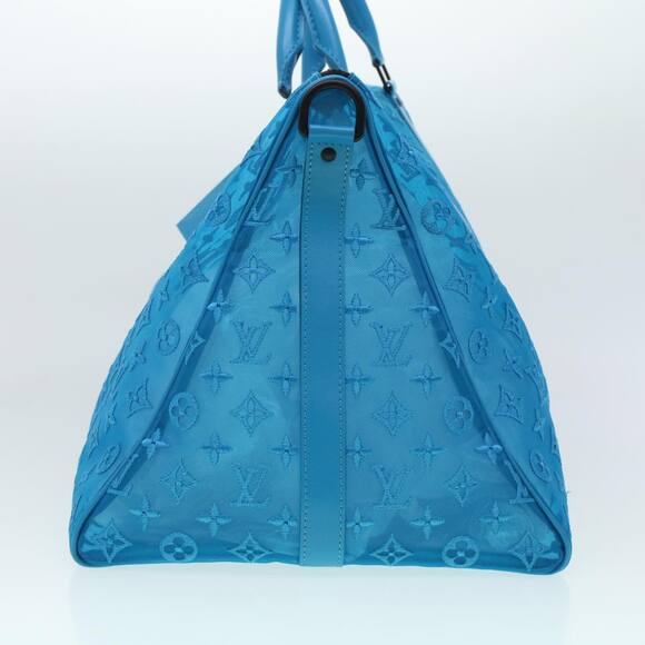 LOUIS VUITTON Mesh Keepall Triangle 50 Boston Bag Turquoise Blue M45048 - Picture 3 of 16